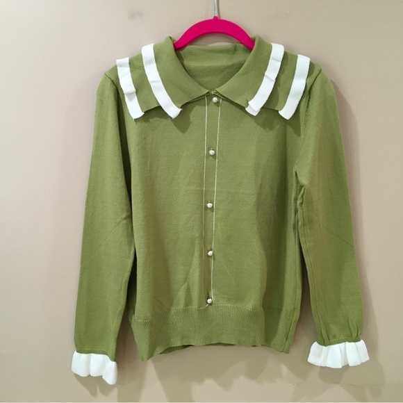 Fashion Korean Womens Tight Knitted Sweater Tops Pullover Green  Size Xs New - Picture 1 of 4